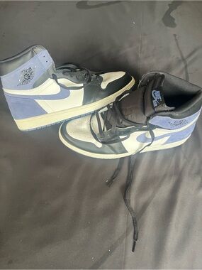Jordan 1 Mid White Black Purple Men's Sneakers